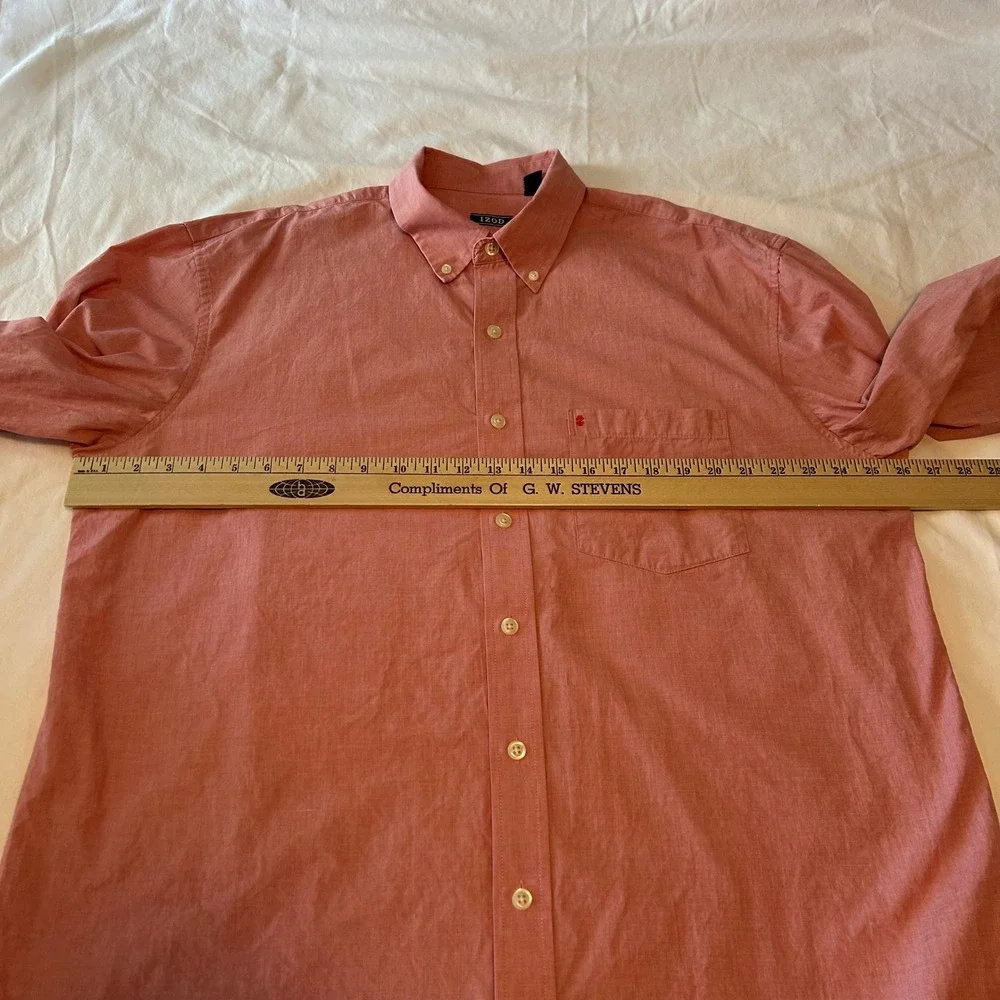 IZOD Men's Pink Red Oxford Button‎ Down Shirt Long Sleeve XLT Casual Everyday